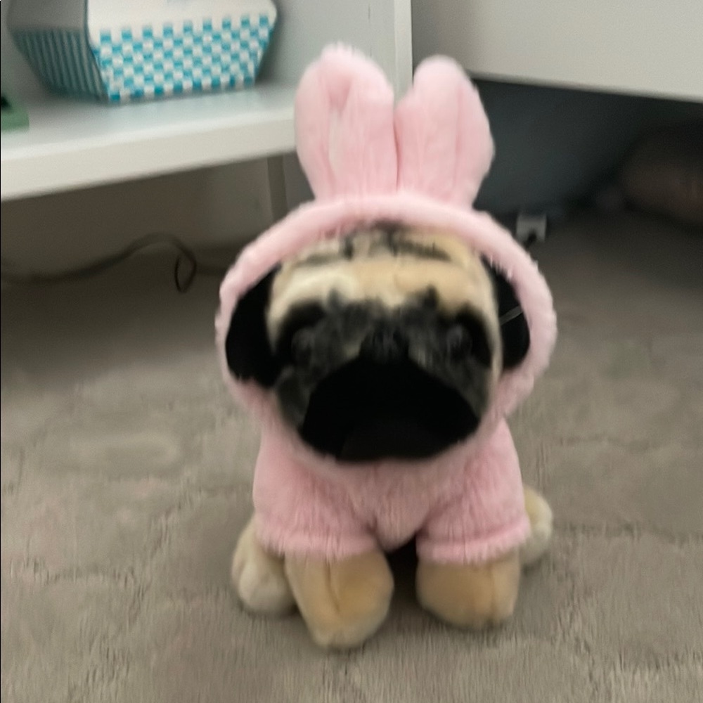 Doug the Pug Pink Bunny Costume Plush